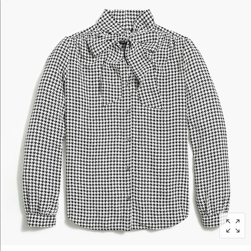 J.Crew factory long sleeve bow top XL houndstooth